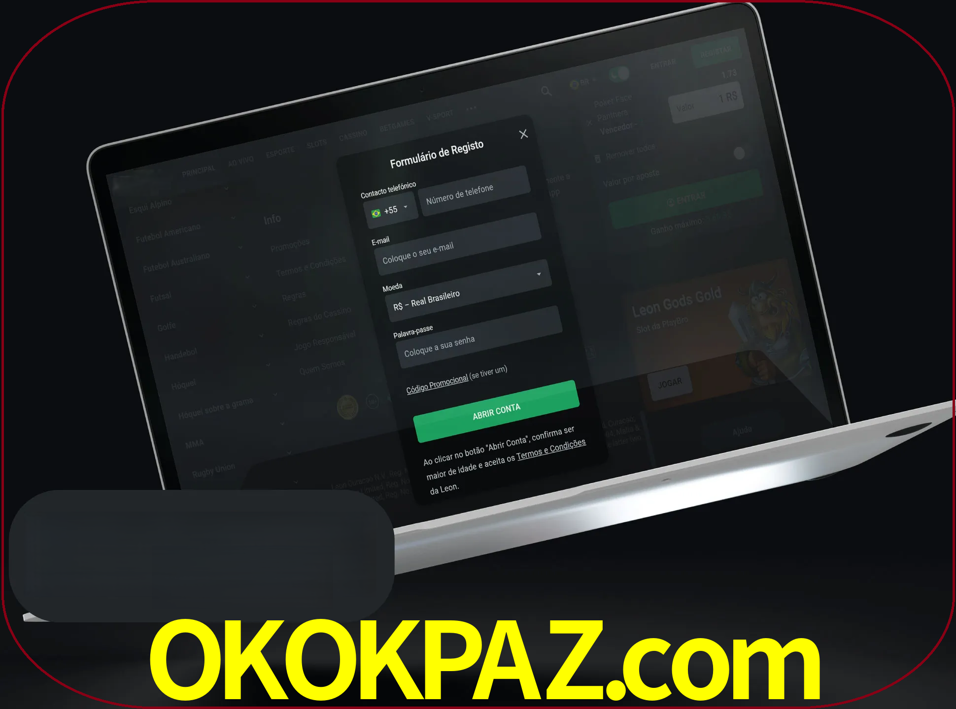 Abra o site da LeonBet e crie sua própria conta.