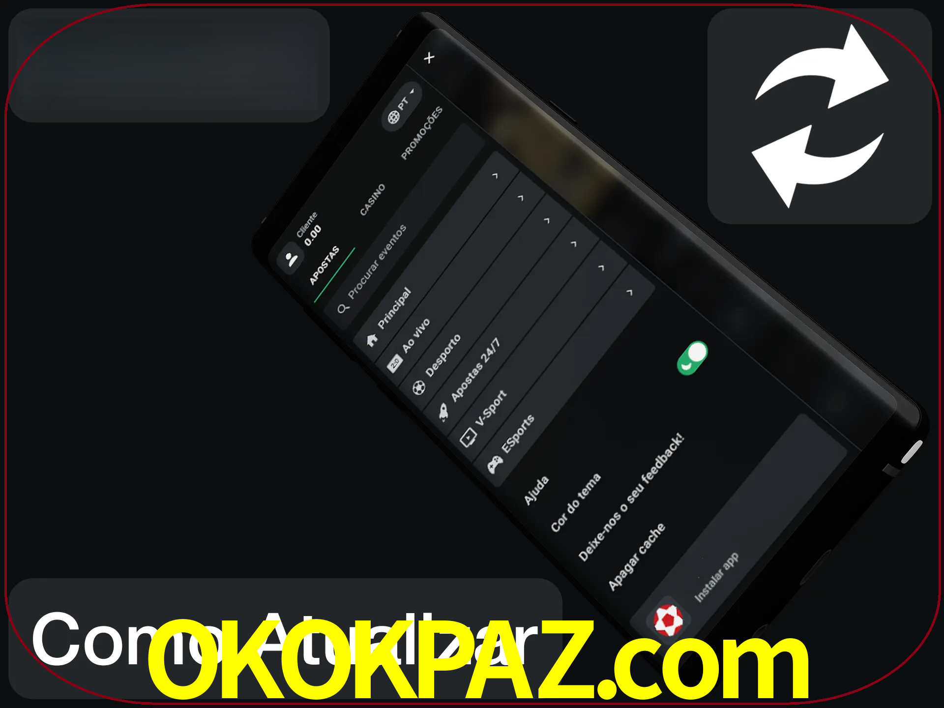 O aplicativo é atualizado automaticamente quando você faz o login.