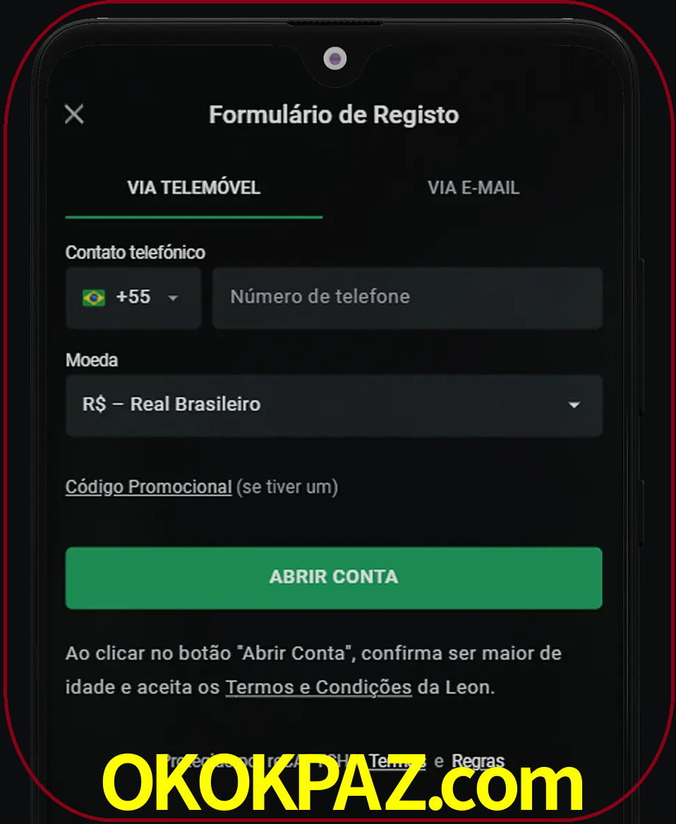 Abra o aplicativo e inicie o processo de registro.