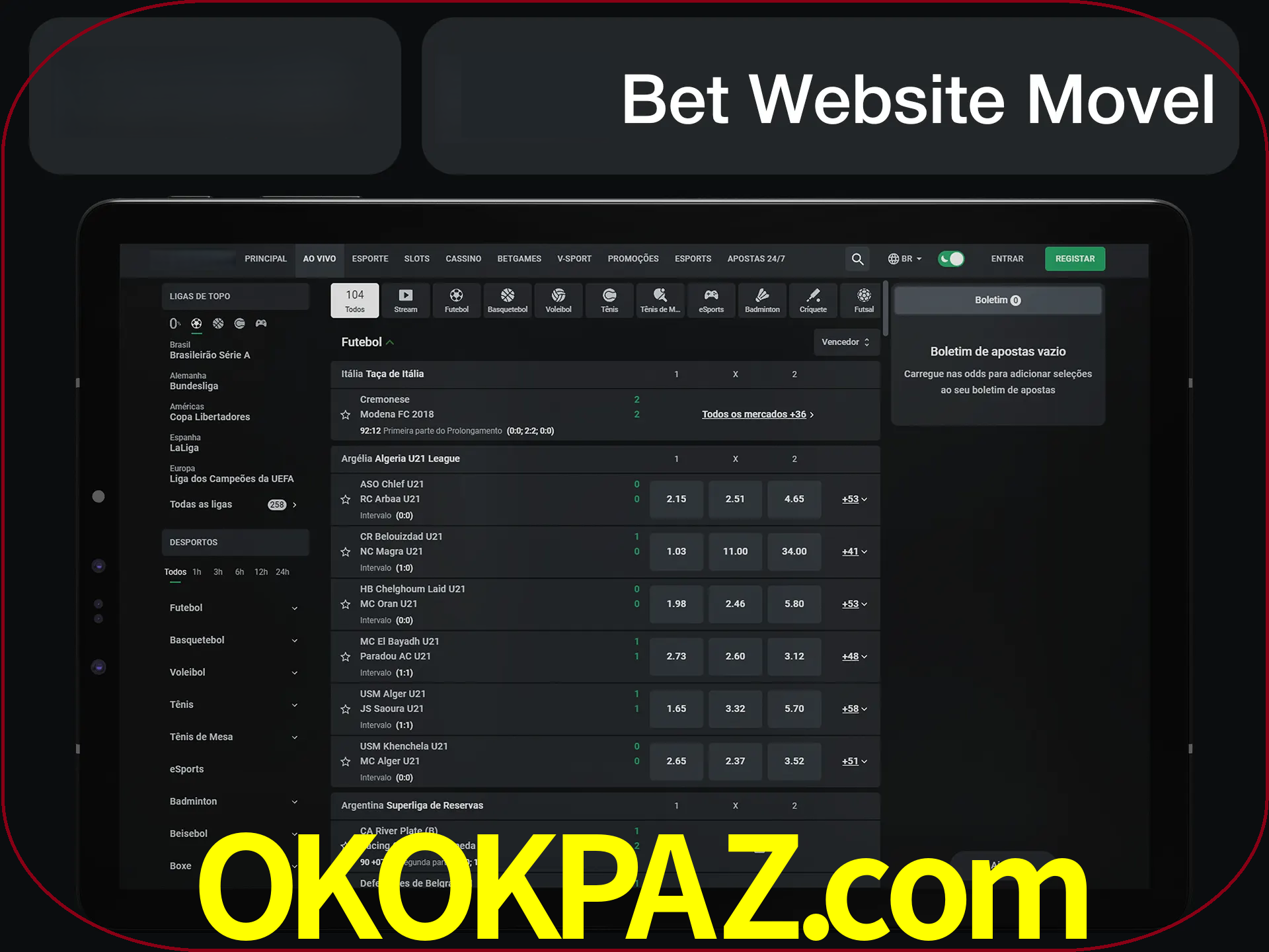 Use nosso website em qualquer dispositivo.